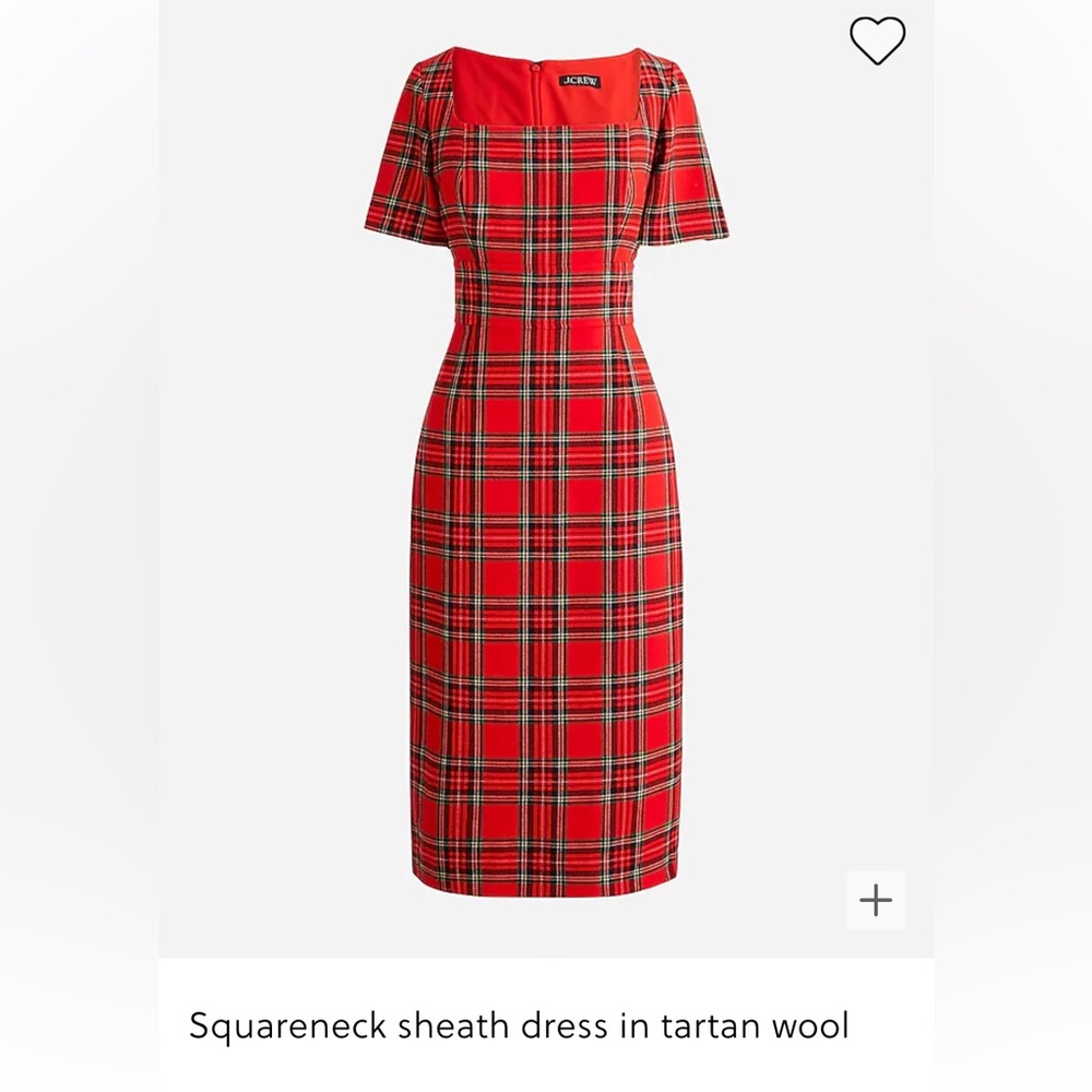 NWT JCrew Squareneck sheath dress in tartan wool